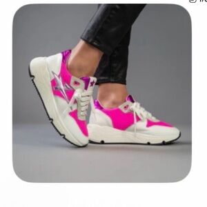 Pink and White Lightening Strike Sneakers